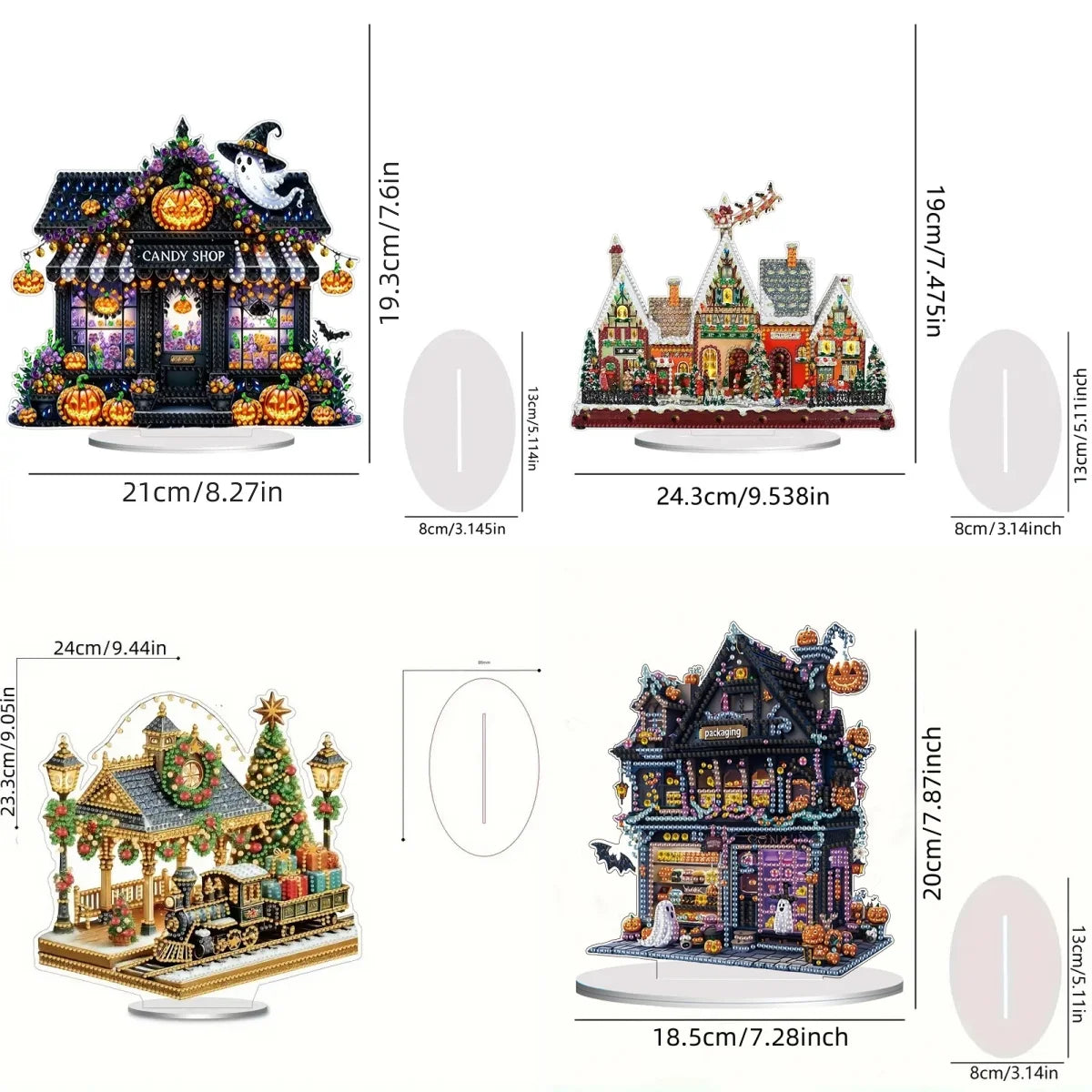 A Single-Sided Acrylic Crystal Rhinestone Desktop Decorative Item, DIY House Scene Pattern Diamond Painting Kit