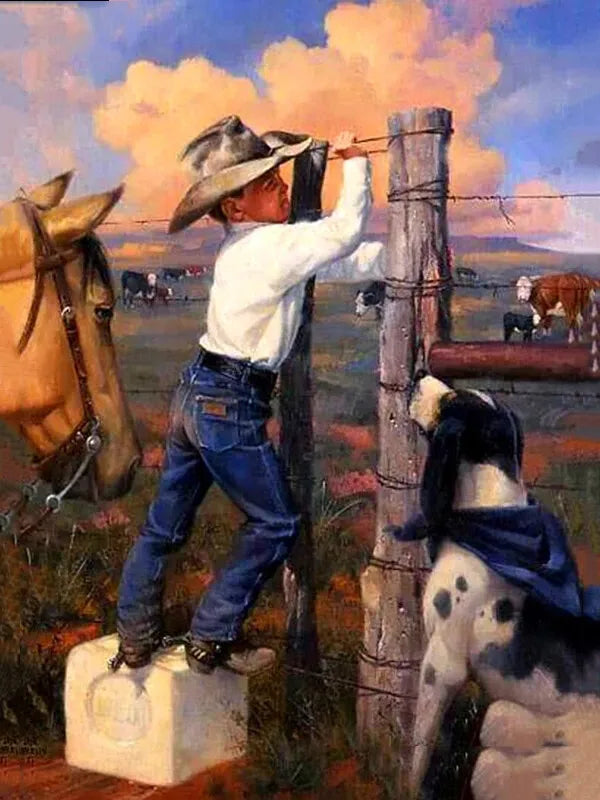 HUACAN 5D DIY Diamond Painting Little Boy and Dog Full Square / Round Full Drill