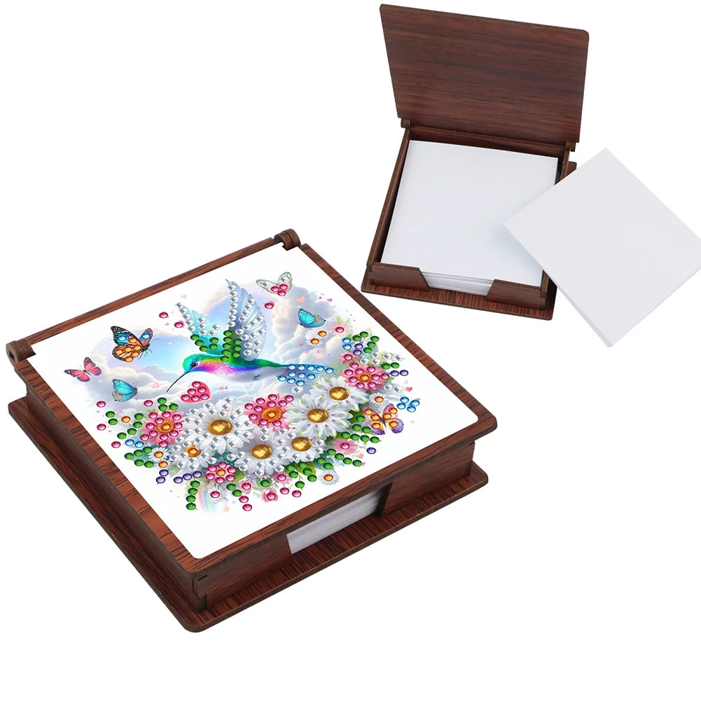 Wooden 5D Diamond Painting Kit Note Box With 160 Sheets Diamond Art Notebook Box For Home/ Office/ School Supplies