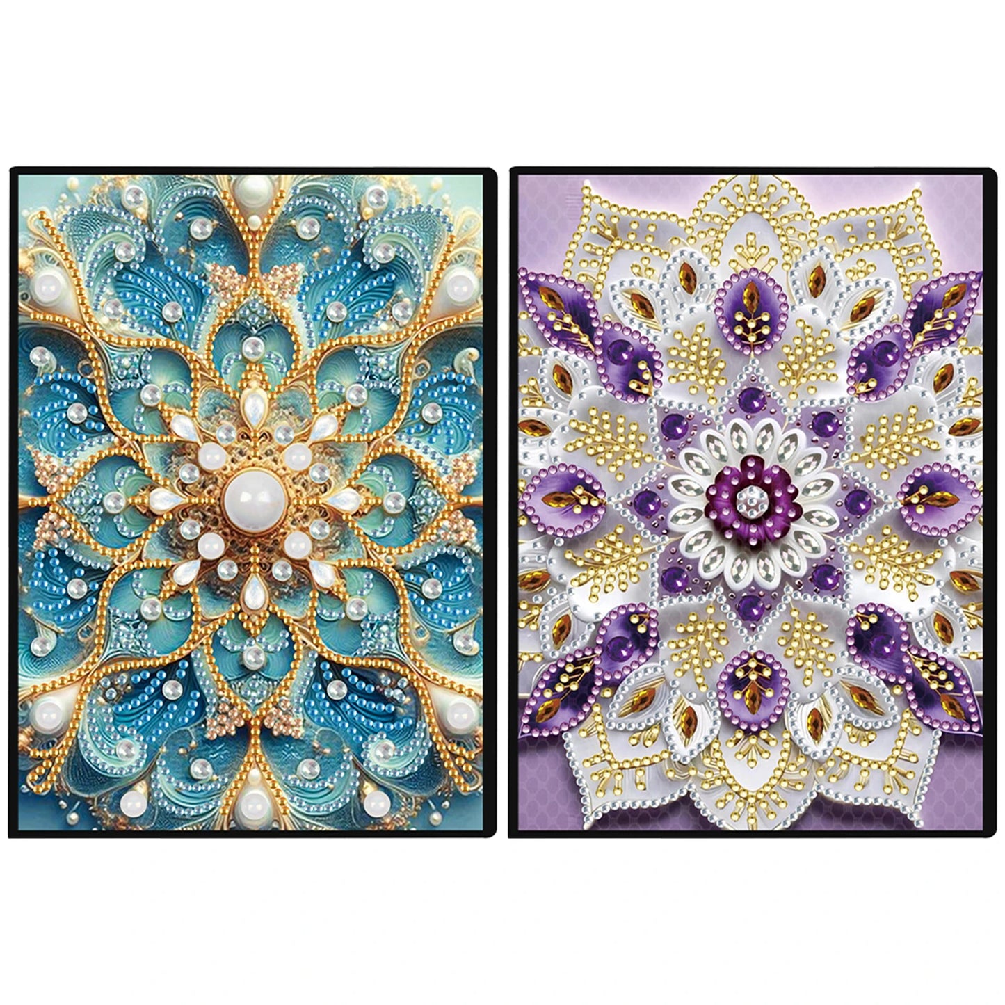 2pcs Partial DIY 50 Pages A5 Diamond Painting Notebook, Special Shaped 5D Crystal Art Painting Sketchbook