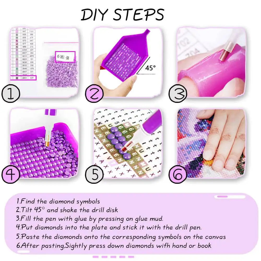 Huacan 5D DIY Dreamy Carousel Diamond Painting, Full Square / Round Drill