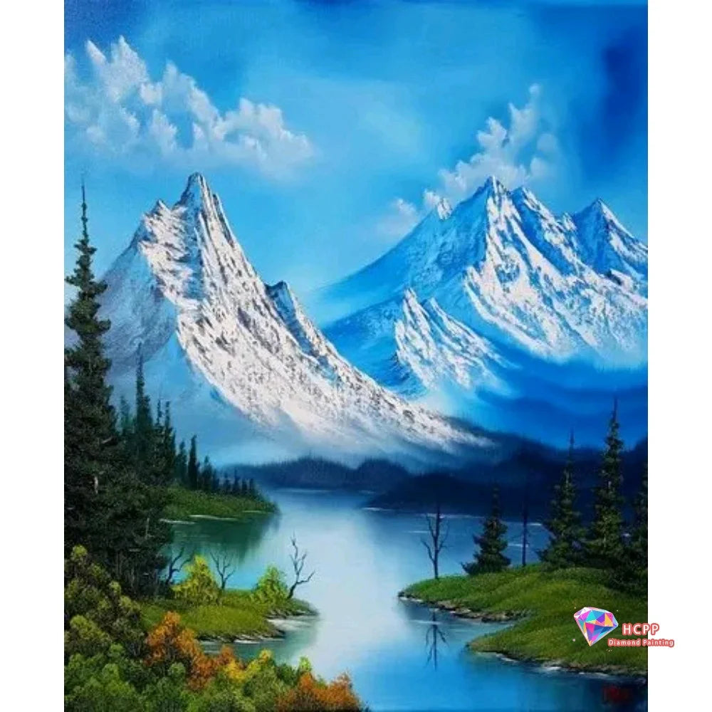 Natural Scenery Mosaic Square Round Painting Diamond Art Cross Stitch Kit Lakes Mountains Trees Flowers DIY 5D Decoration Gift