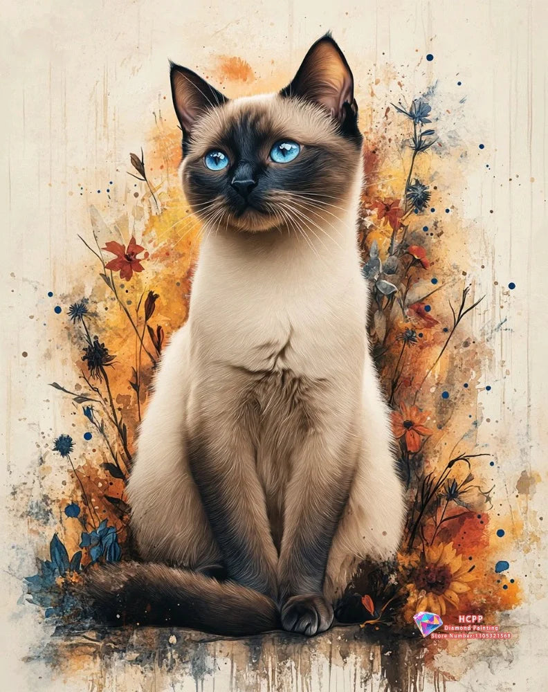 Cat Diamond Painting Kit, Square, Round Diamond 5D DIY Mosaic Handmade Art