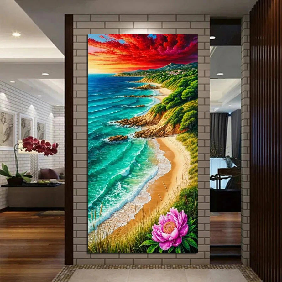 Beautiful Sea Scenery Picture Large Size Diy Diamond Art Painting Landscape Full Square Round Drill Mosaic Embroidery Kits