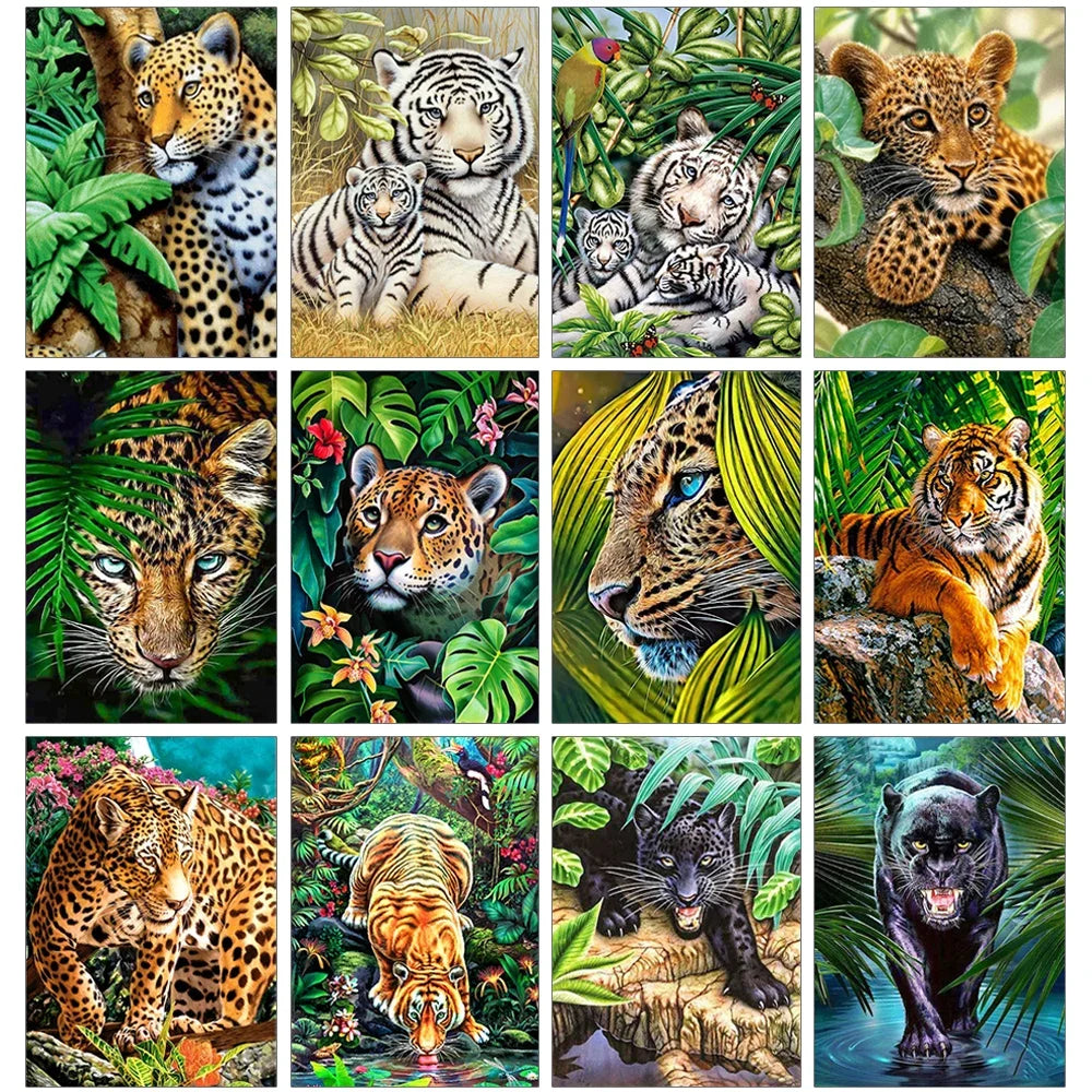 5D DIY Diamond Painting Tiger / Cheetah Full Square / Round Drill