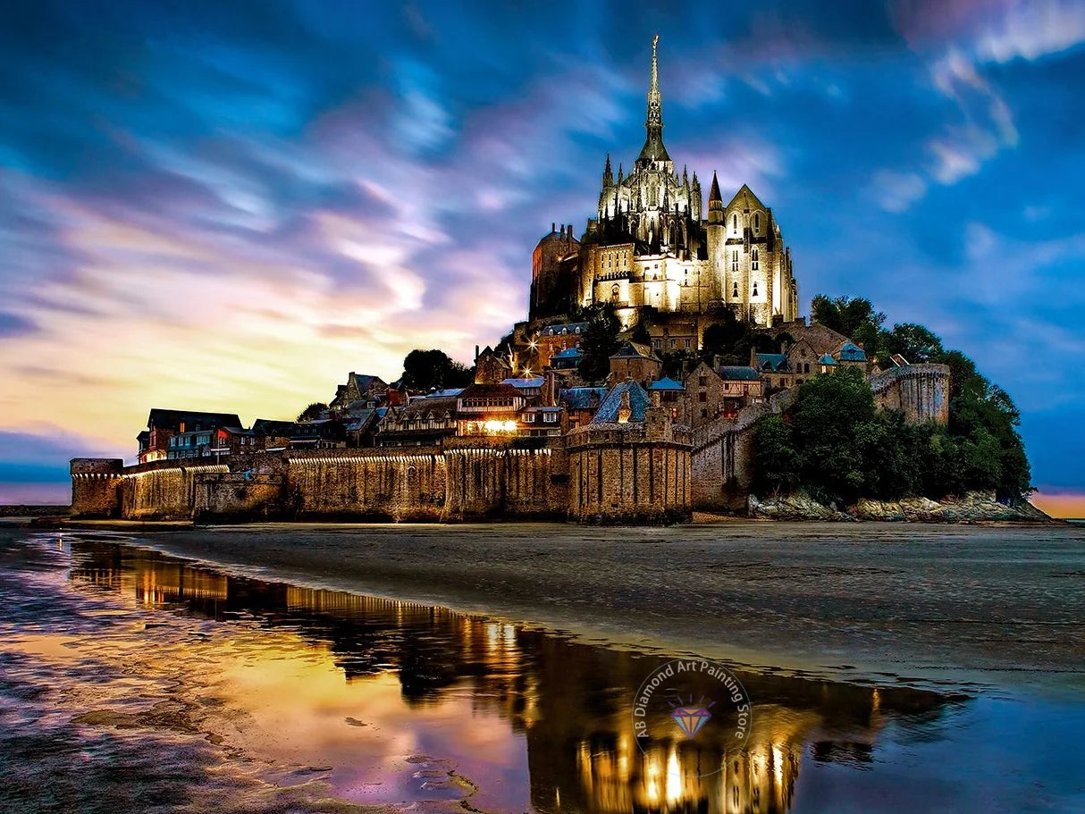France Castle Mont Saint Michel Diamond Painting Kit 5D DIY Diamond Embroidery Cross Handmade Art Exquisite Gift Home Decoration