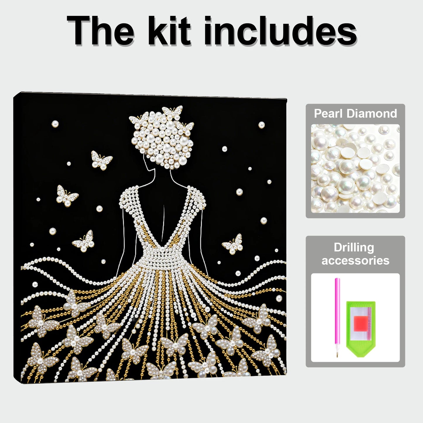 Pearl Painting Kit Pearl Gem Paintings Picture Arts Craft 25x25cm With Frame