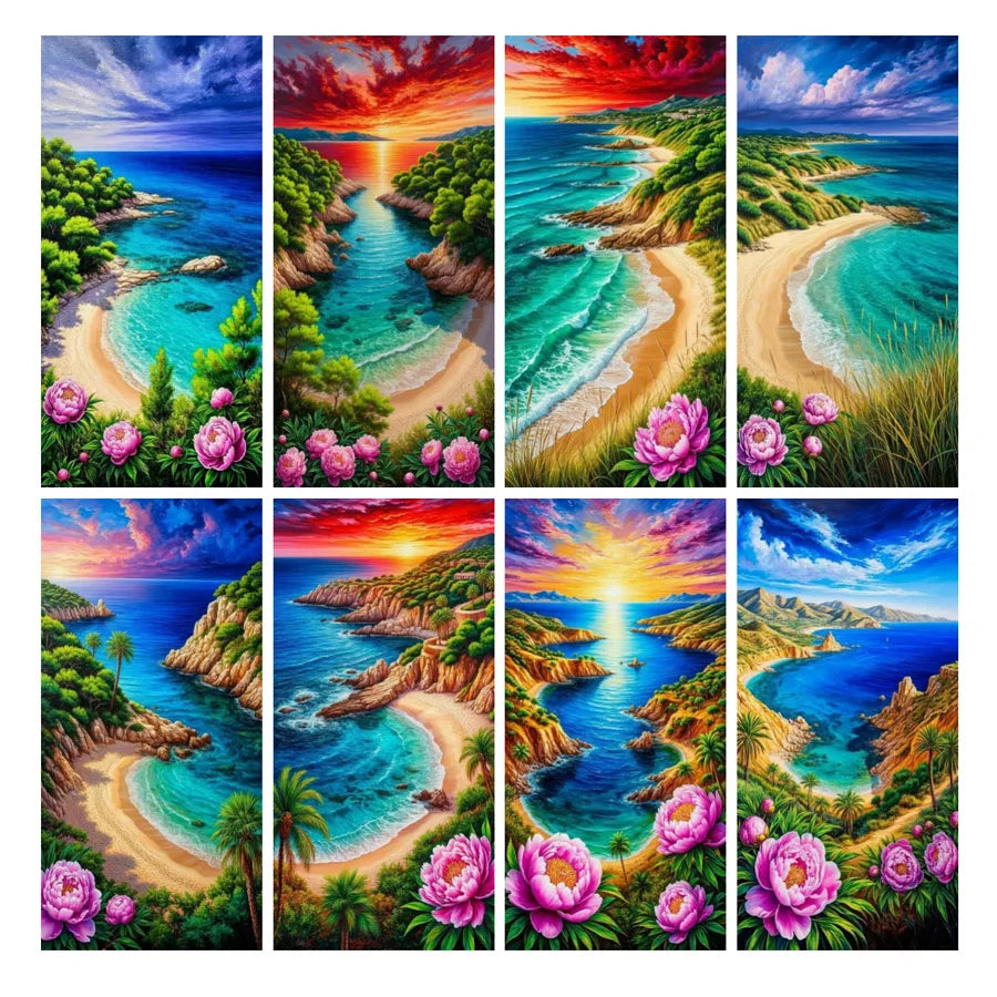 Beautiful Sea Scenery Picture Large Size Diy Diamond Art Painting Landscape Full Square Round Drill Mosaic Embroidery Kits