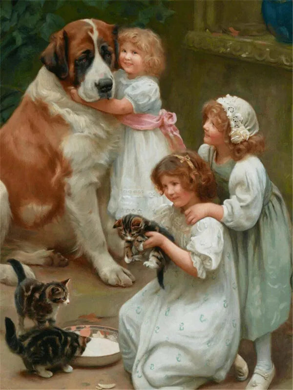 HUACAN 5D DIY Diamond Painting Little Boy and Dog Full Square / Round Full Drill