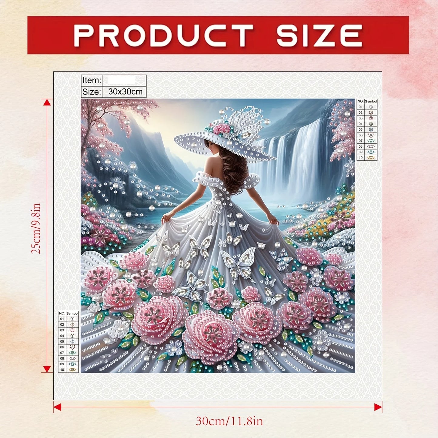 1 Set - Inspired Lady Diamond Painting Kit - Large 30x30cm DIY Mosaic Art, Featuring 3D Special Shapes / Round Diamonds