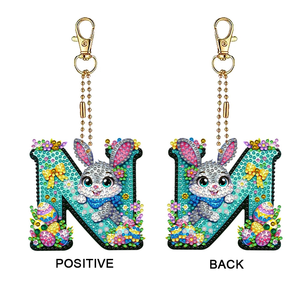 PET Double Sided, Special Shaped, Easter Alphabet DIY Diamond Painting Keychain