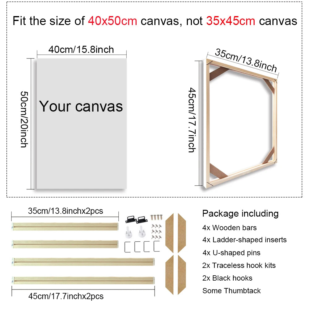 Various Sizes Canvas Frame, Wooden Frames Natural Wooden, Diamond Painting Frames Canvas, Wood Wall Frame