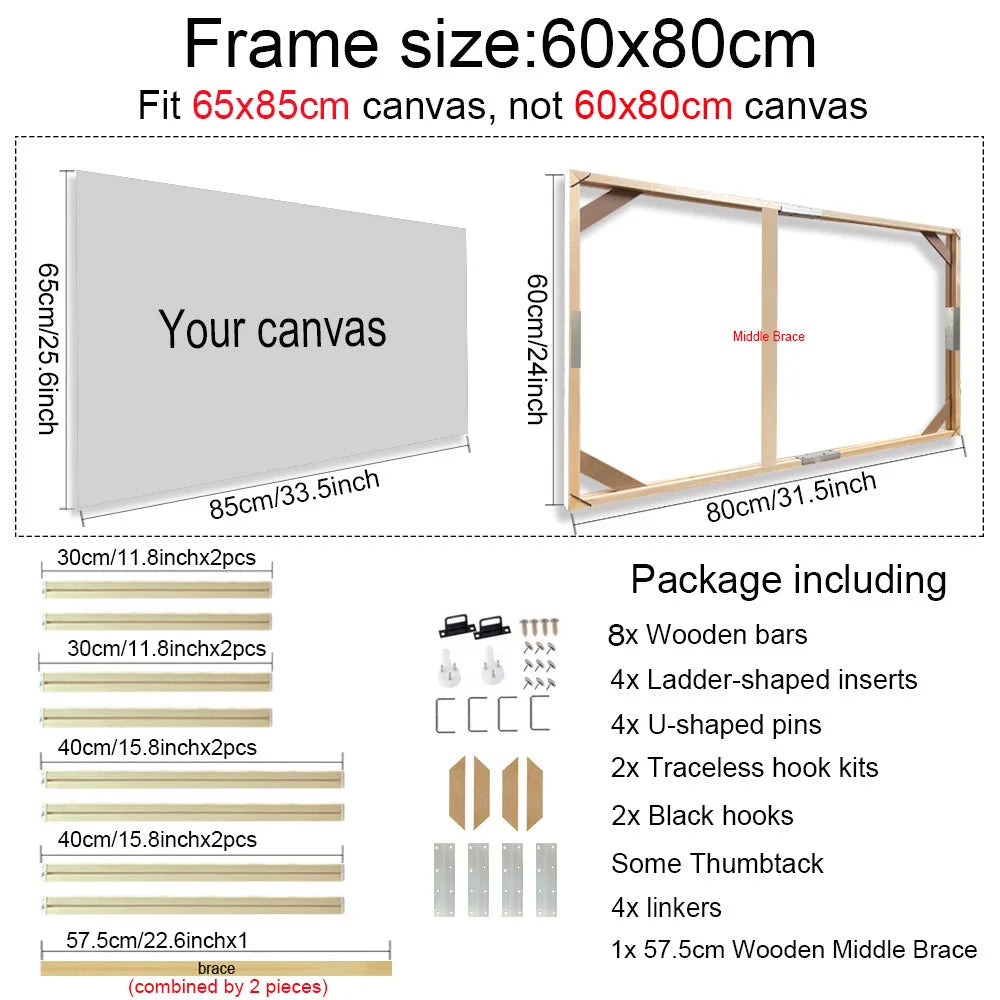 Various Sizes Canvas Frame, Wooden Frames Natural Wooden, Diamond Painting Frames Canvas, Wood Wall Frame