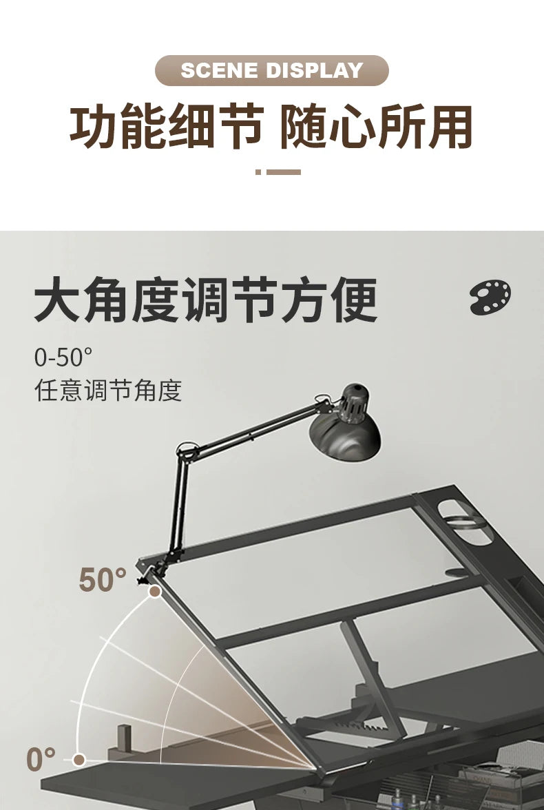 lmm Art Drawing Table Glass Adjustable Height Drawing Drafting Designer Desk
