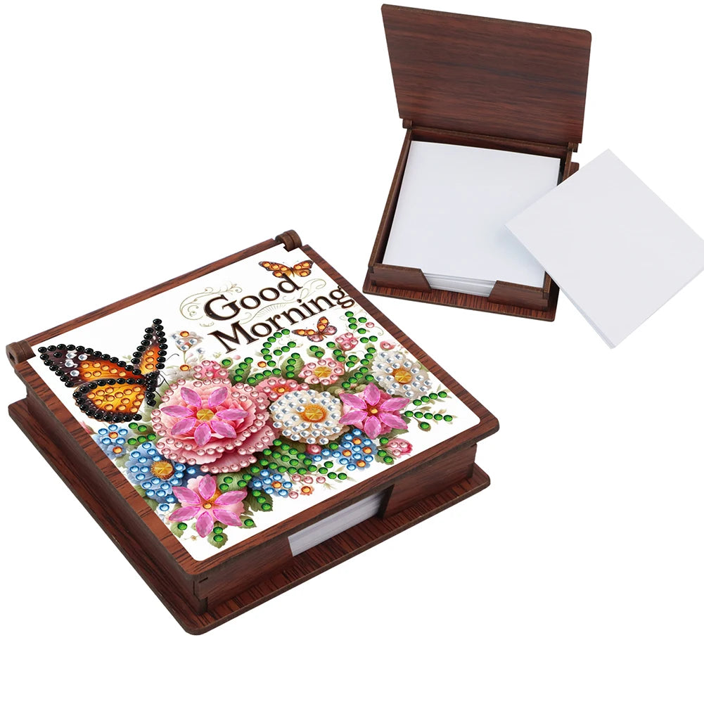 Wooden 5D Diamond Painting Kit Note Box With 160 Sheets Diamond Art Notebook Box For Home/ Office/ School Supplies
