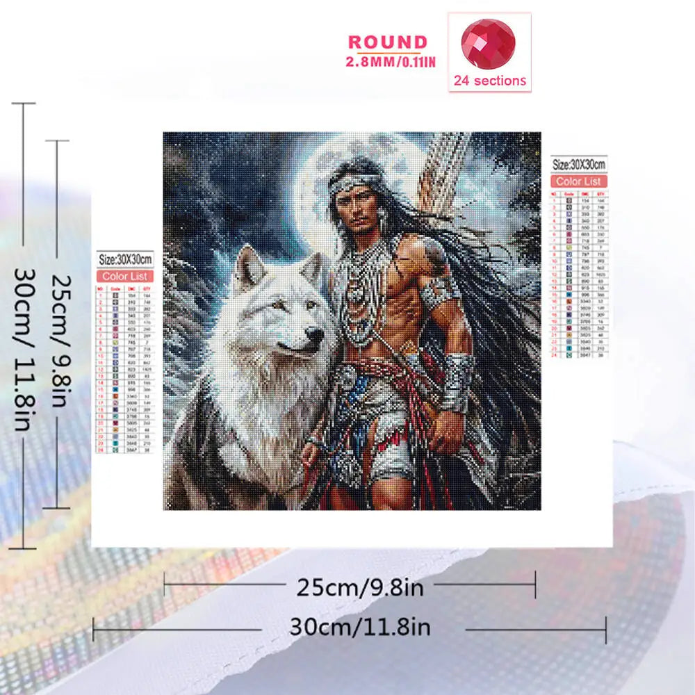Evershine DIY Diamond Painting Wolf Man Moon Portrait Full Square / Round Drill