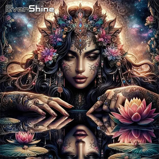 Evershine Woman Lotus Flower Diamond Painting Full Square / Round Drill