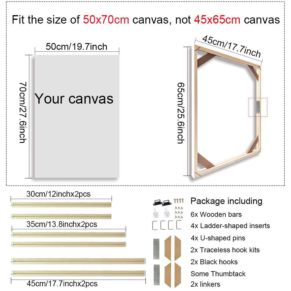 Various Sizes Canvas Frame, Wooden Frames Natural Wooden, Diamond Painting Frames Canvas, Wood Wall Frame