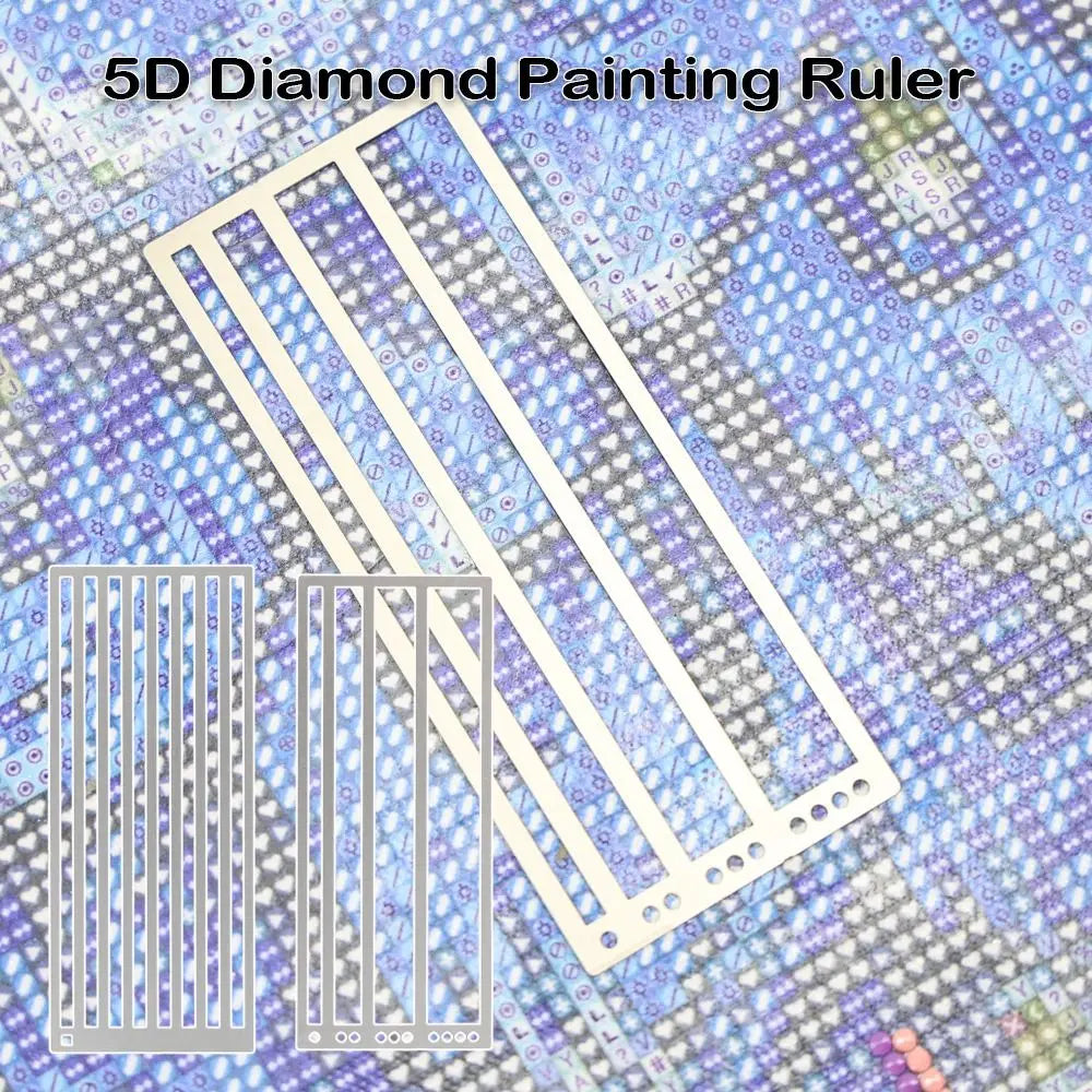 DIY Diamond Painting Ruler Textured Grid Tool Non-Slip Straight Drill Ruler Metal Diamond Painting Drill Ruler
