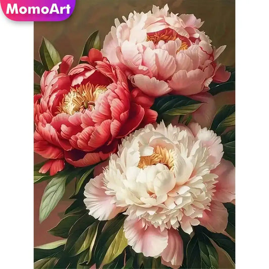Momoart DIY Diamond Mosaic Peony Flower Full Square / Round Drills