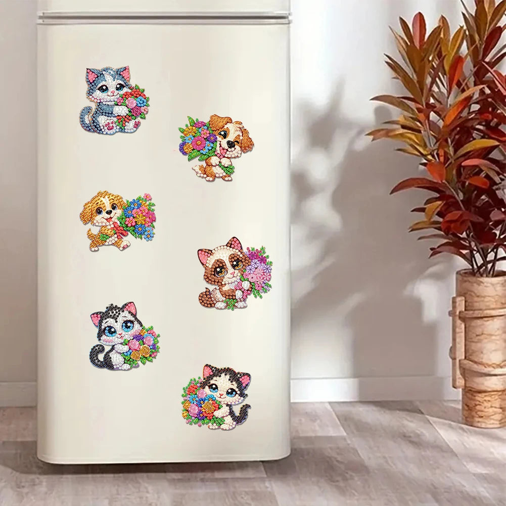 6Pcs Diamond Art Kits Fridge Magnets DIY Art Crafts