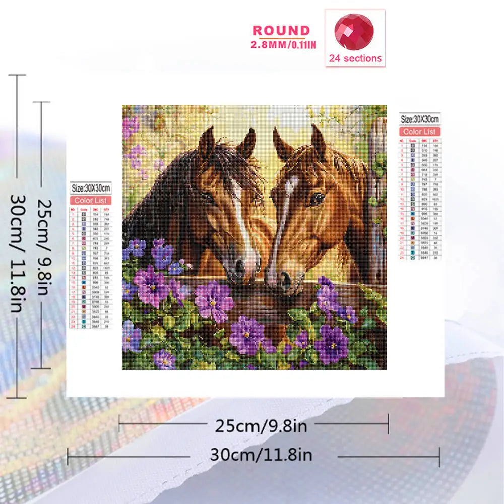 Momoart DIY Diamond Painting Horse Flower Picture Full Square / Round Drill