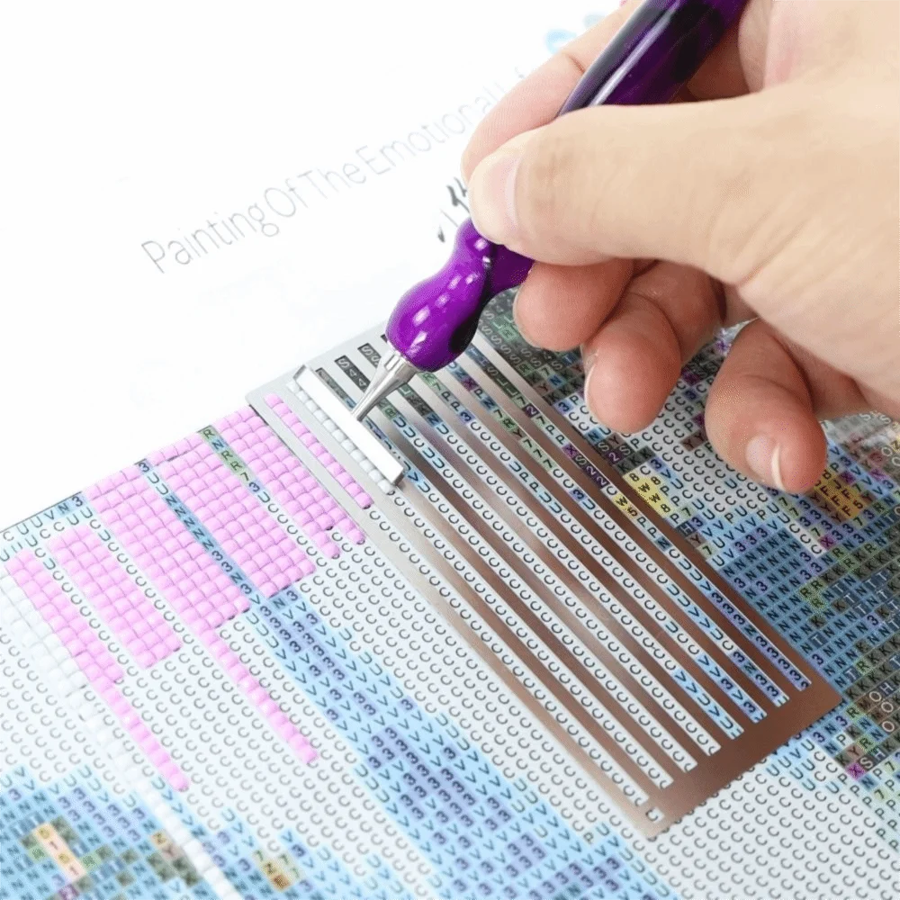 DIY Diamond Painting Ruler Textured Grid Tool Non-Slip Straight Drill Ruler Metal Diamond Painting Drill Ruler