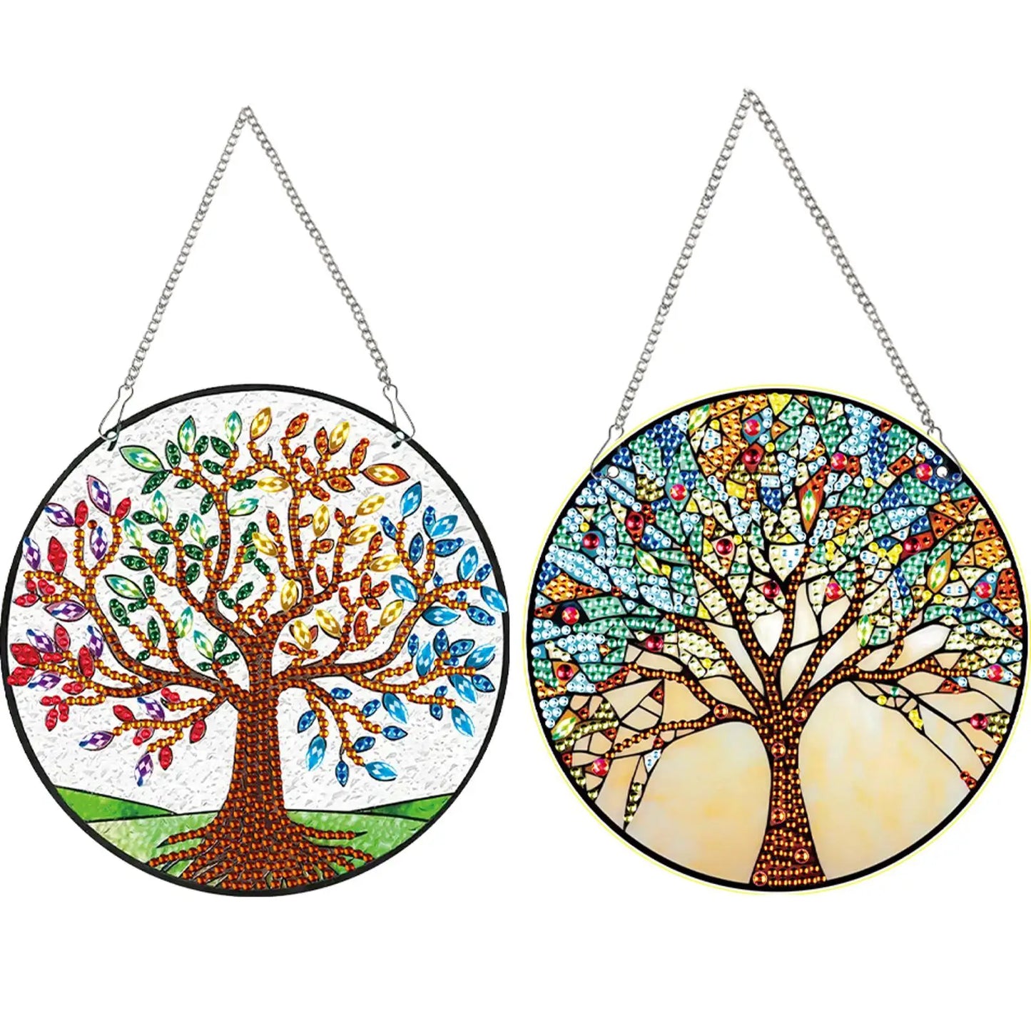 2pcs Animal Cat Theme 2D/Flat DIY Diamond Painting Collection Window Pendants Single-Sided Drill Diamond Art Pendant