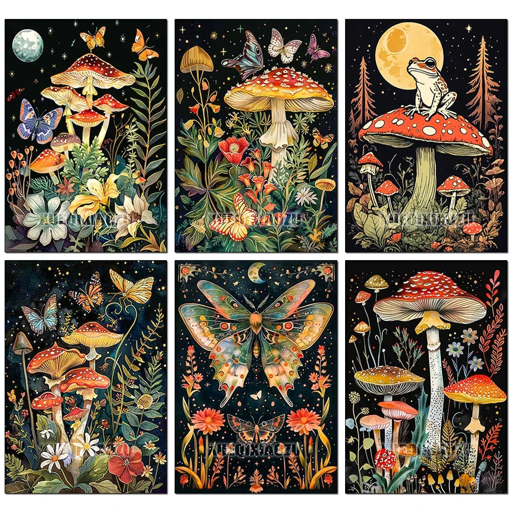 5D DIY Diamond Painting Kit Mushroom, Butterfly, Frog