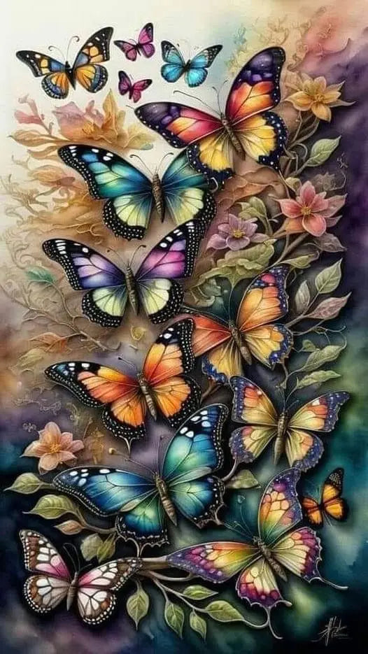 Dragonflies Flying and Flowers Full DIY Diamond Painting Square / Round Drills