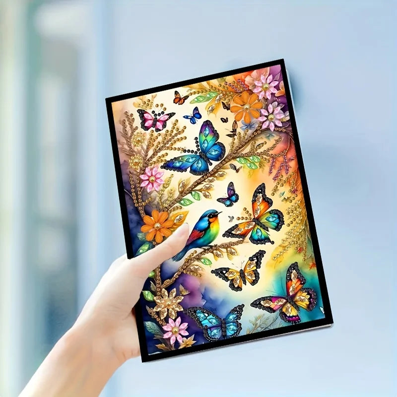DIY Flower Butterfly Diamond Painting Notebook Special Shaped Diary Sketchbook Home Study