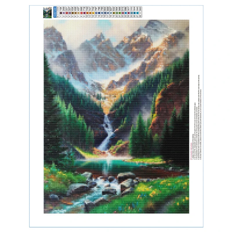 5D DIY Diamond Painting Waterfall Beach Full Circle Diamond Mosaic Sunset Scenery Diamond Embroidery Home Decor Gift