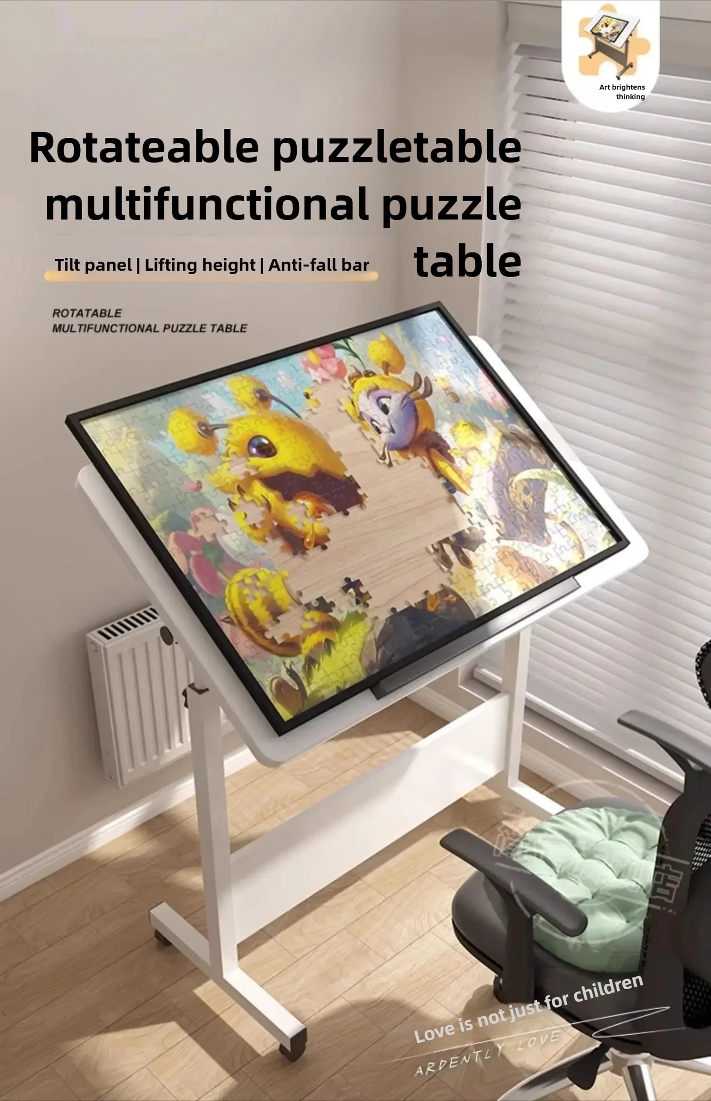 Foldable Lifting Puzzle Table Painting Special Work Table Bed Side Mobile Laptop Table Furniture Home Student Writing Desk