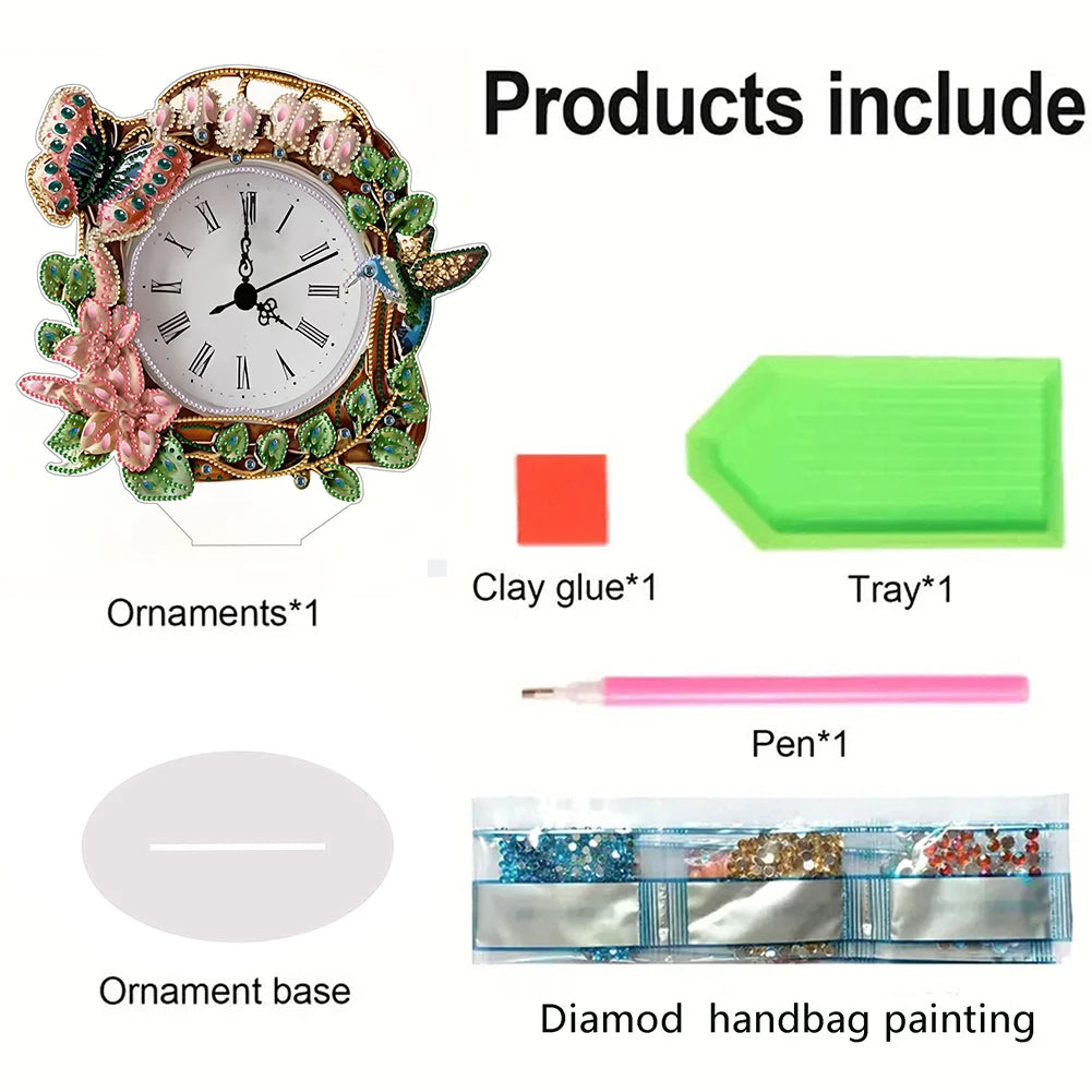 2D DIY Diamond Painting Clock, Handicraft Diamond Painting Clock Ornaments, Sparkling Crystal Diamond Clock, Creative Craft Project