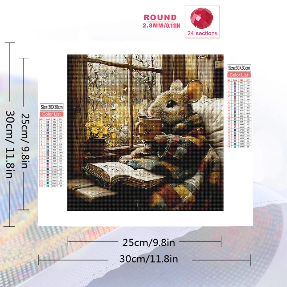 Evershine Full Square Round Diamond Painting, Mouse Animal Painting Window Acrylic Craft Supplies Mosaic Decor For Home