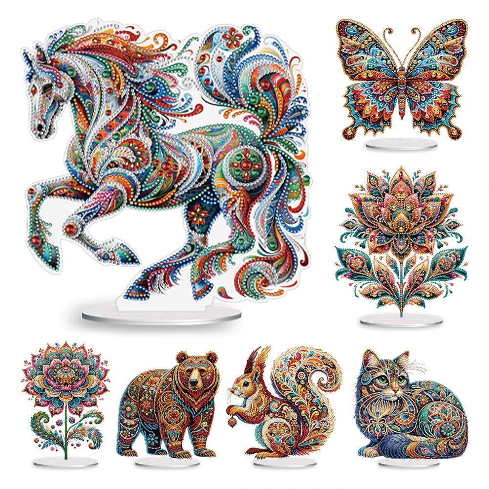 Round+Special Shape Diamond Painting Tabletop Ornaments Kit Gorgeous Butterfly Desktop Diamond Art Kits for Office Desktop Decor