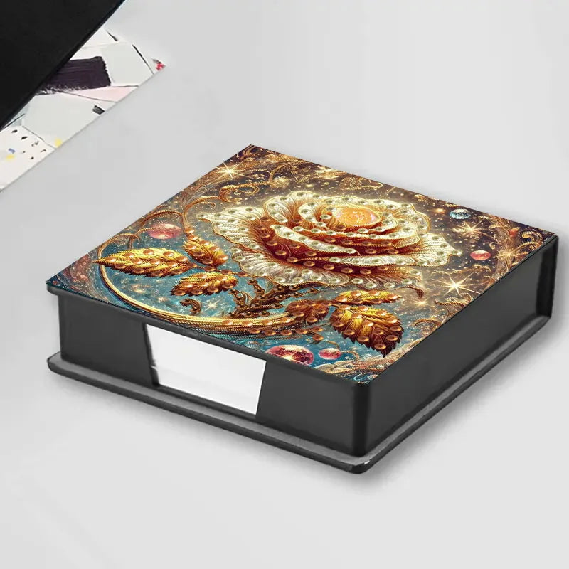 1 DIY Diamond Painting Set with dot Diamond flip label Box - Paper material with flower pattern - can hold 150 sheets of pape