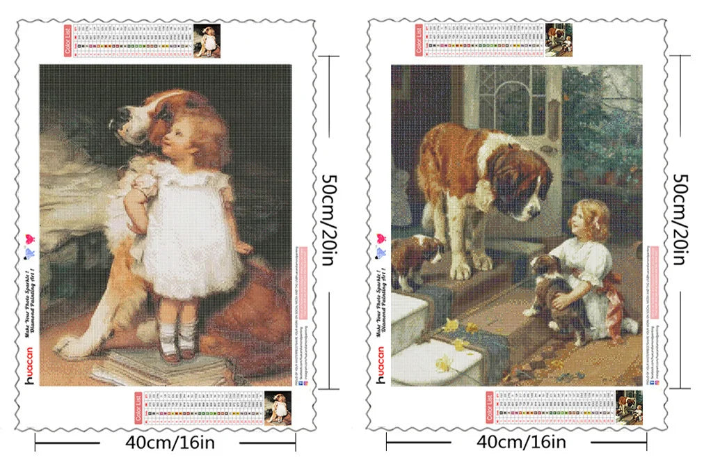 HUACAN 5D DIY Diamond Painting Little Boy and Dog Full Square / Round Full Drill