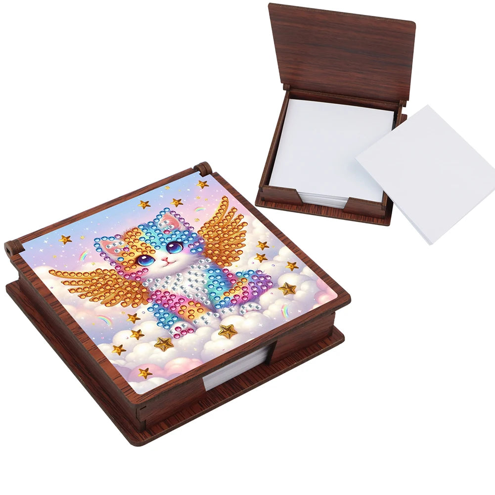 Wooden 5D Diamond Painting Kit Note Box With 160 Sheets Diamond Art Notebook Box For Home/ Office/ School Supplies