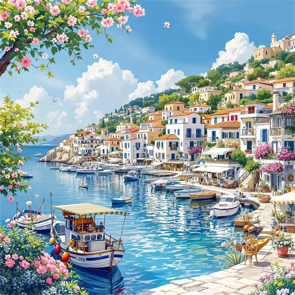 Evershine Full Square / Round Diamond Mosaic Seaside House Landscape DIY