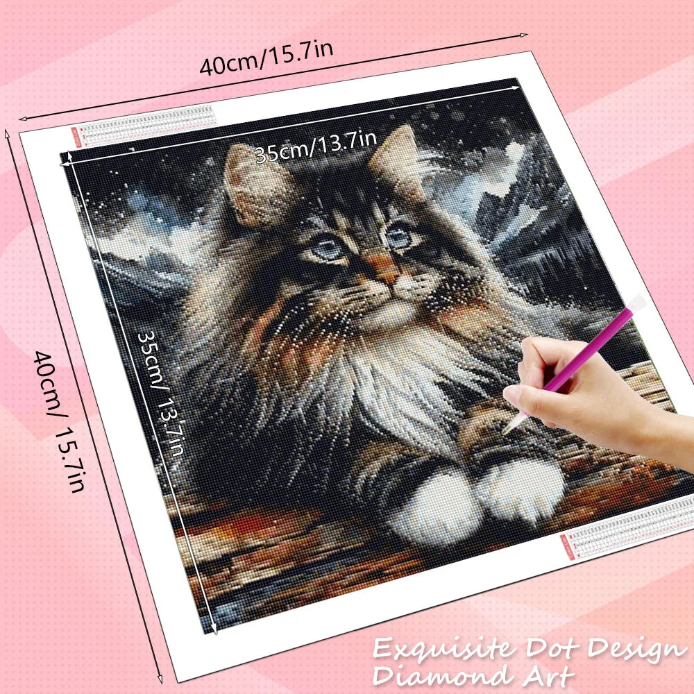 HUACAN DIY Diamond Painting Cat Portrait, Full Square / Round Diamond 5D Drills