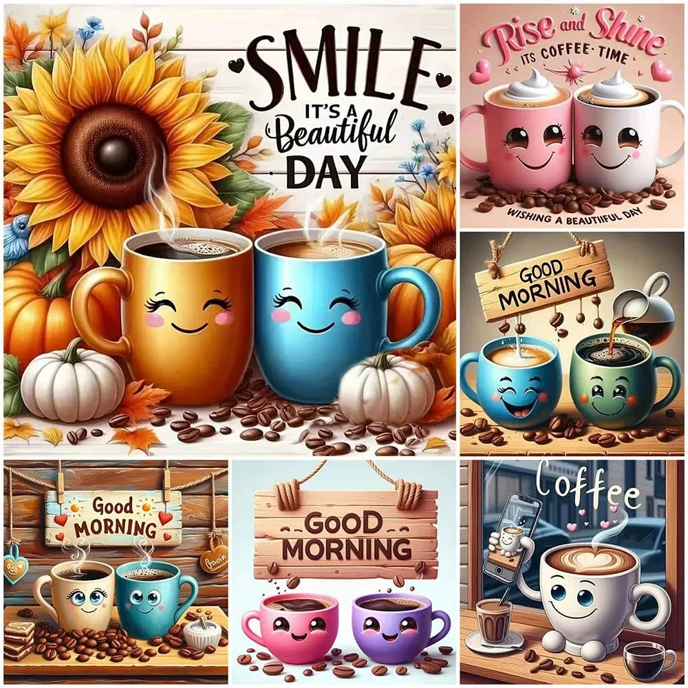 DIY Diamond Art Paintings Kits Crafts Coffee Cup Cozy Mosaic Rhinestones Kitchen Home Decor Embroidery Toys Cross Stitch Gift