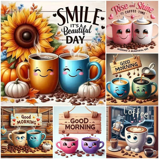 DIY Diamond Art Paintings Kits Crafts Coffee Cup Cozy Mosaic Rhinestones Kitchen Home Decor Embroidery Toys Cross Stitch Gift