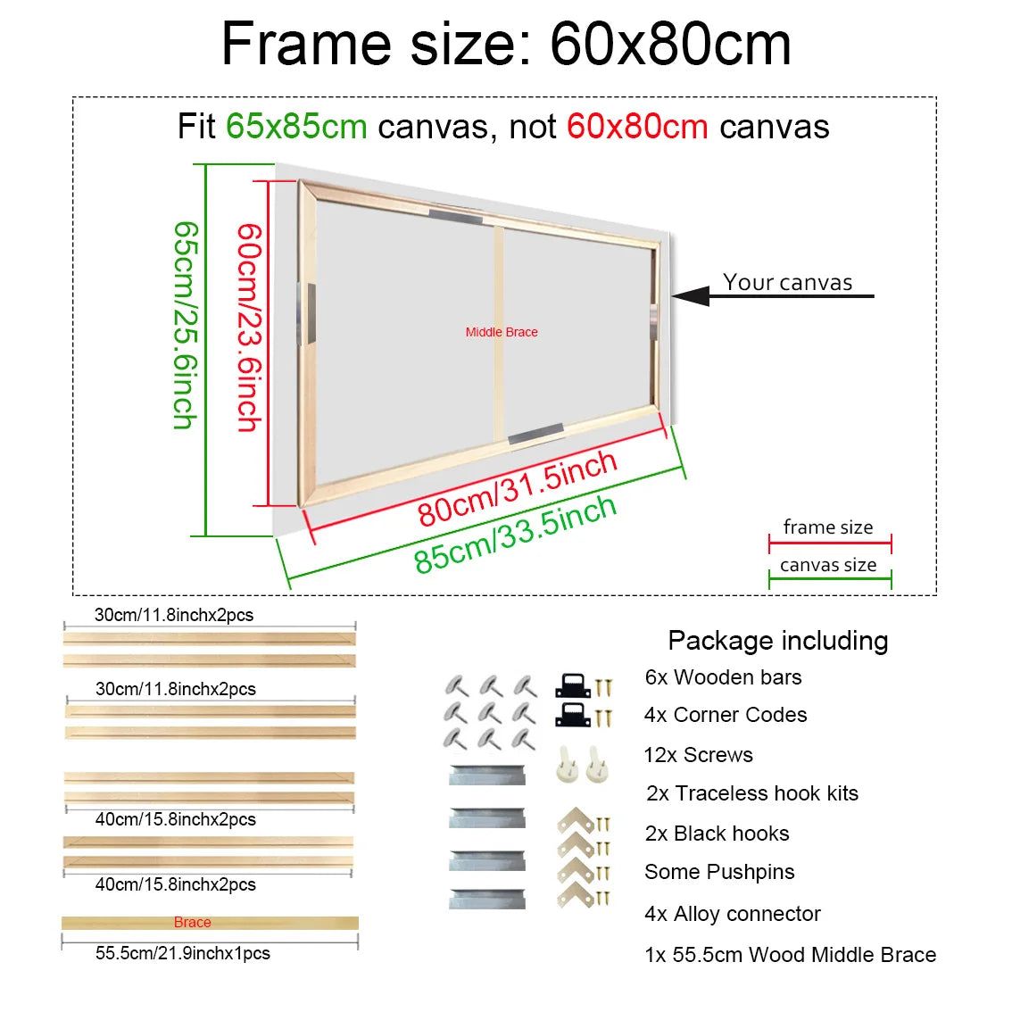 40x60, 50x70, 60x90, 60x120 DIY Wood Frame Kit For Diamond Painting Wall Art