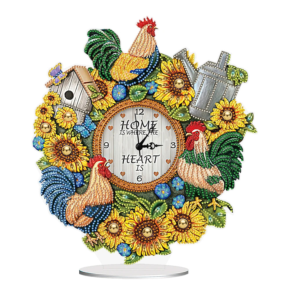 Acrylic Special Shaped Animal Flower, DIY Diamond Glitter Art Clock