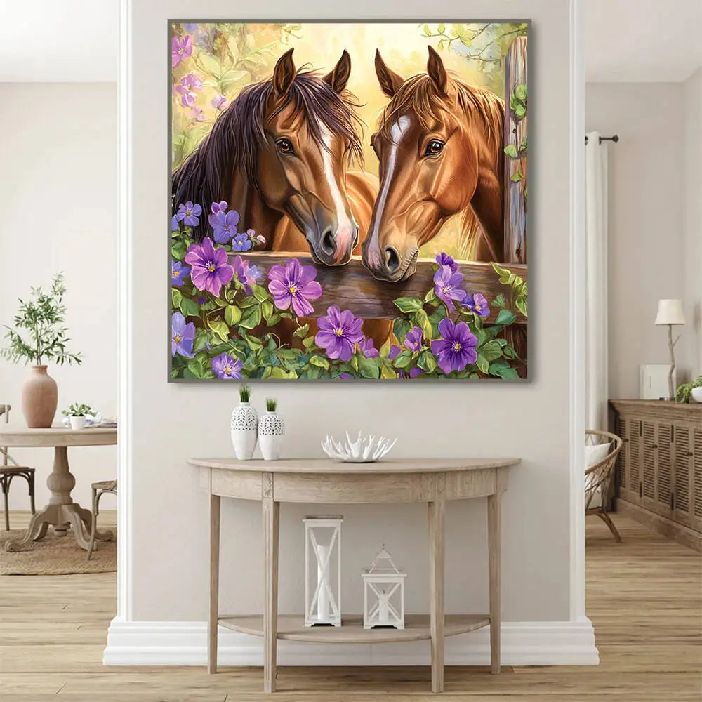Momoart DIY Diamond Painting Horse Flower Picture Full Square / Round Drill