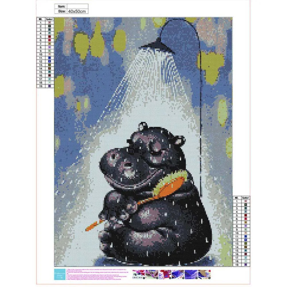 5D DIY Diamond Painting Hippo In Shower Full Square / Round Drill