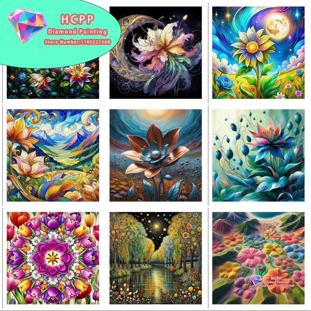 Landscape Flowers Diamond Painting Kit Square / Round Diamond 5D DIY