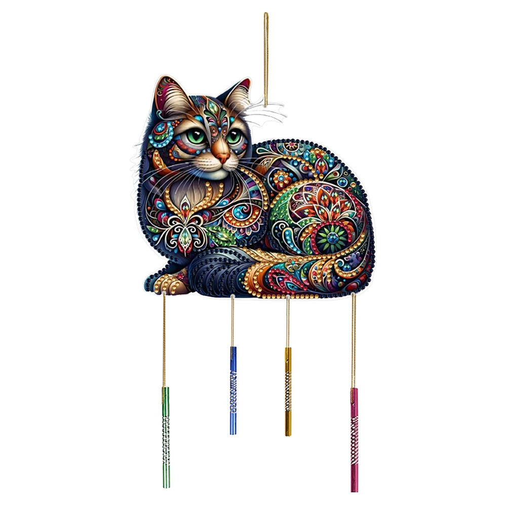 Double Sided Special Shaped Cute Animal Diamond Painting Hanging Wind Chime ,DIY 5D Crystal Rhinestone Wind Bell Kits Home Decor