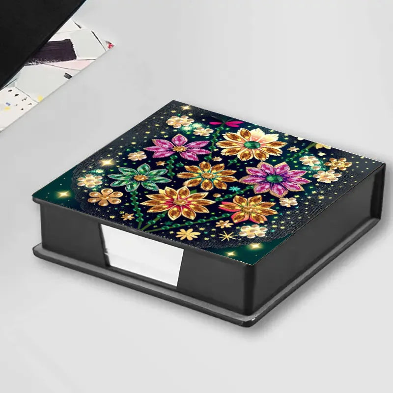 1 DIY Diamond Painting Set with dot Diamond flip label Box - Paper material with flower pattern - can hold 150 sheets of pape